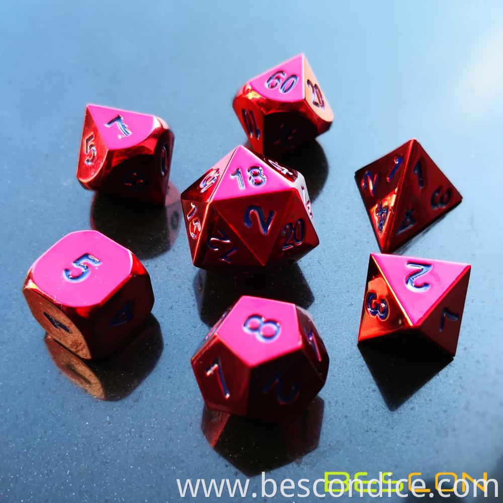 Metal Dice Set Glossed Color Of Wine 3